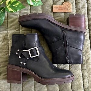 🆕Lucky Brand | Women's Slyvin Motorcycle Bootie Black Ankle Boots 7.5